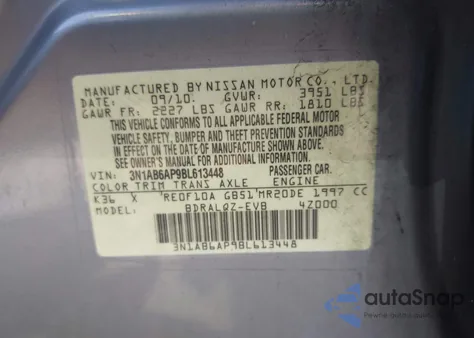 2011 Nissan Sentra 2.0 from USA, damaged, VIN 3N1AB6AP9BL613448